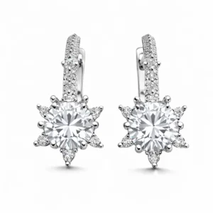 ​Gümüş Çiçek Desenli Kadın Küpe