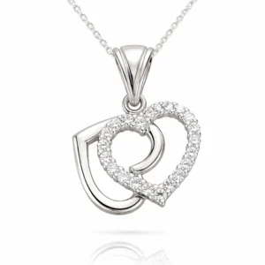 Gümüş Çift Kalpli Bayan Kolye