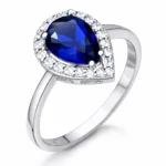 Gümüş Damla Safir Taşlı Kadın Yüzük