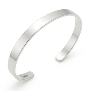 Gümüş Düz Erkek Kelepçe Bilezik