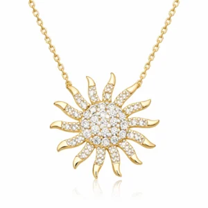 Gümüş Gold Güneş Kadın Kolye