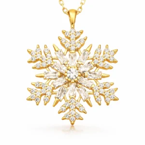 Gümüş Gold Kar Tanesi Kolye
