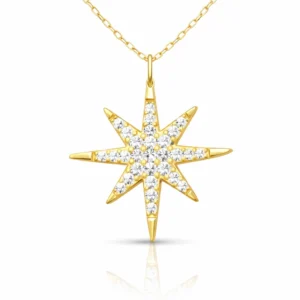 Gümüş Gold Kutup Yıldızı Kadın Kolye