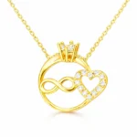 Gümüş Sonsuzluk ve Kalp Taşlı Bayan Kolye