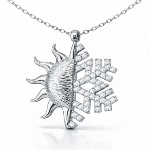 Gümüş Güneş Kartanesi Bayan Kolye