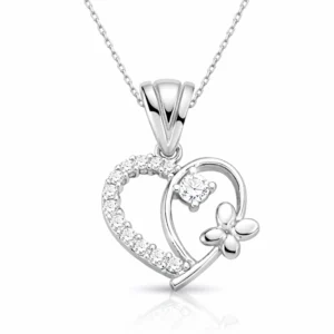 Gümüş Kalpli Bayan Kolye