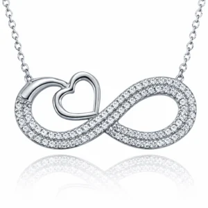 Gümüş Kalpli Sonsuzluk Bayan Kolye