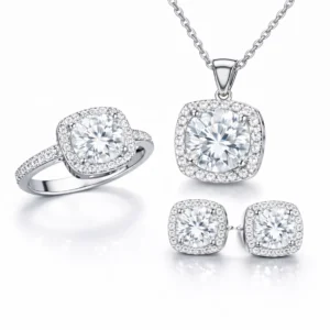 Gümüş Kare Montür Bayan Set