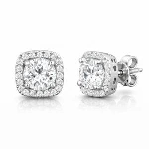 Gümüş Kare Montür Pırlanta Çivilii Modeli Küpe