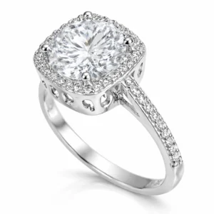 Gümüş Kare Montür Tek Taş Kadın Yüzük