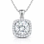 Gümüş Kare Montür Tek Taş Kolye