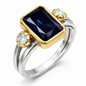 Gümüş Koyu Lacivert Zirkon Taşlı Otantik Kadın Yüzük