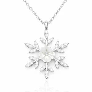 Gümüş Manolya Çiçeği Kar Tanesi Kadın Kolye