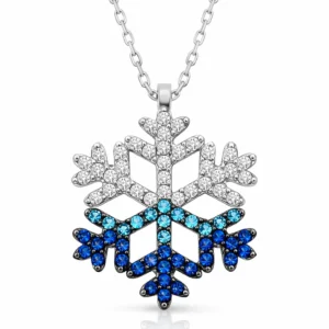 Gümüş Mavi Taşlı Kar Tanesi Kadın Kolye