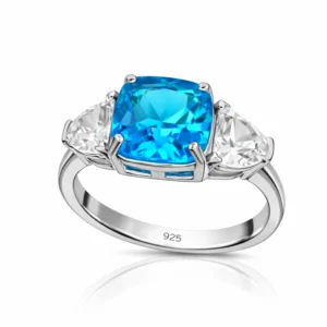 Gümüş Mavi Zirkon Taşlı Kadın Yüzük