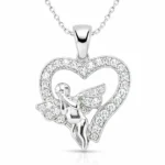 Gümüş Melek Kalp Bayan Kolye