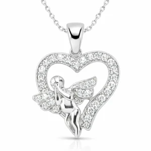 Gümüş Melek Kalp Bayan Kolye