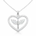 Gümüş Mikail Meleği Figürlü Kalp Kadın Kolye