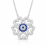 Gümüş Nazarlı Kalp Bayan Kolye