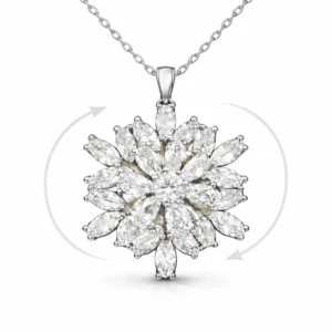 Gümüş Ortası Dönen Lotus Çiçeği Kolye