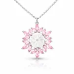 Gümüş Pembe Lotus Desenli Çiçek Kadın Kolye