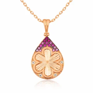 Gümüş Rose Damla Çiçek Bayan Kolye