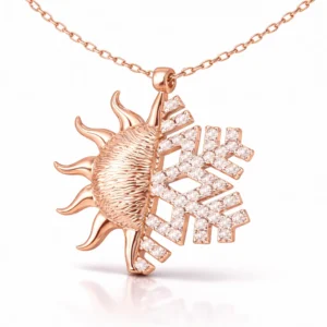 Gümüş Rose Güneş Kartanesi Bayan Kolye