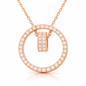 Gümüş Rose İç İçe Geçmiş Halka Kadın Kolye