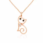 Gümüş Rose Kedi Kadın Kolye