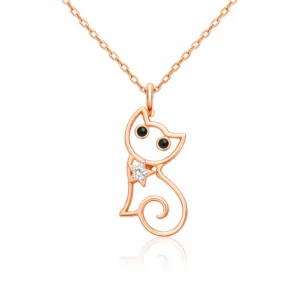 Gümüş Rose Kedi Kadın Kolye