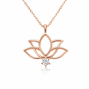 Gümüş Rose Lotus Çiçeği Kadın Kolye