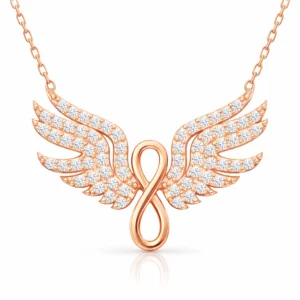 Gümüş Rose Melek Kanadı Sonsuzluk Kadın Kolye