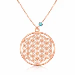 Gümüş Rose Nazar Gözlü Yaşam Çiçeği Kolye