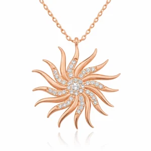 Gümüş Rose Rüzgar Gülü Bayan Kolye