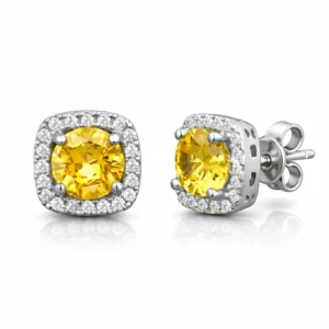 Gümüş Sarı Baget Taşlı Çivili Kadın Küpe