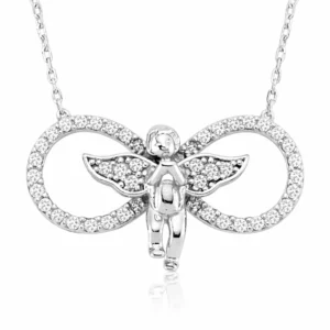 Gümüş Sonsuzluk Melek Bayan Kolye