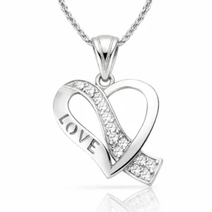Gümüş Love Kalp Bayan Kolye
