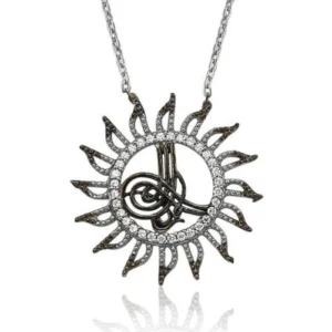 Gümüş Tuğralı Güneş Bayan Kolye