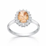 Gümüş Turuncu Taşlı Oval Kadın Yüzük