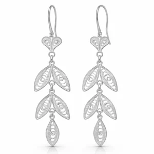 Gümüş Zarif Yaprak Telkari Kadın Küpe