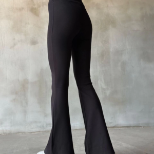 İspanyol Paça Yüksek Bel Tayt - Siyah