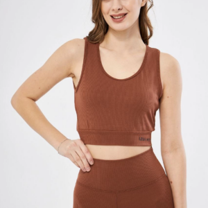 Kadın Fitilli Baskılı Crop - Kahve