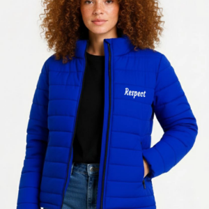 Kadın Mikro Su İtici Kapitone Baskılı Astarlı Fermuarlı Bomber Mont - Saks Mavisi