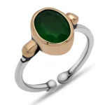 Gümüş Yeşil Taşlı Ayarlanabilir Otantik Kadın Yüzük