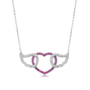 Gümüş Kanatlı Kalp Bayan Kolye