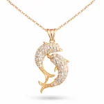 Gümüş Rose Çift Yunus Balığı Kadın Kolye