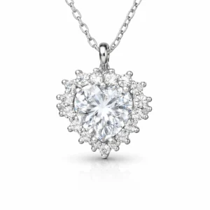 Gümüş Zirkon Taşlı Kalp Kadın Kolye