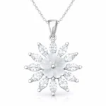 Gümüş Beyaz Manolya Çiçeği Kadın Kolye