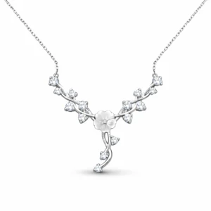 Gümüş Manolya Çiçeği Sarmaşık Kadın Kolye