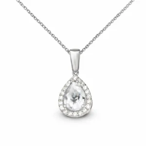 Gümüş Damla Beyaz Zirkon Taşlı Kadın Kolye